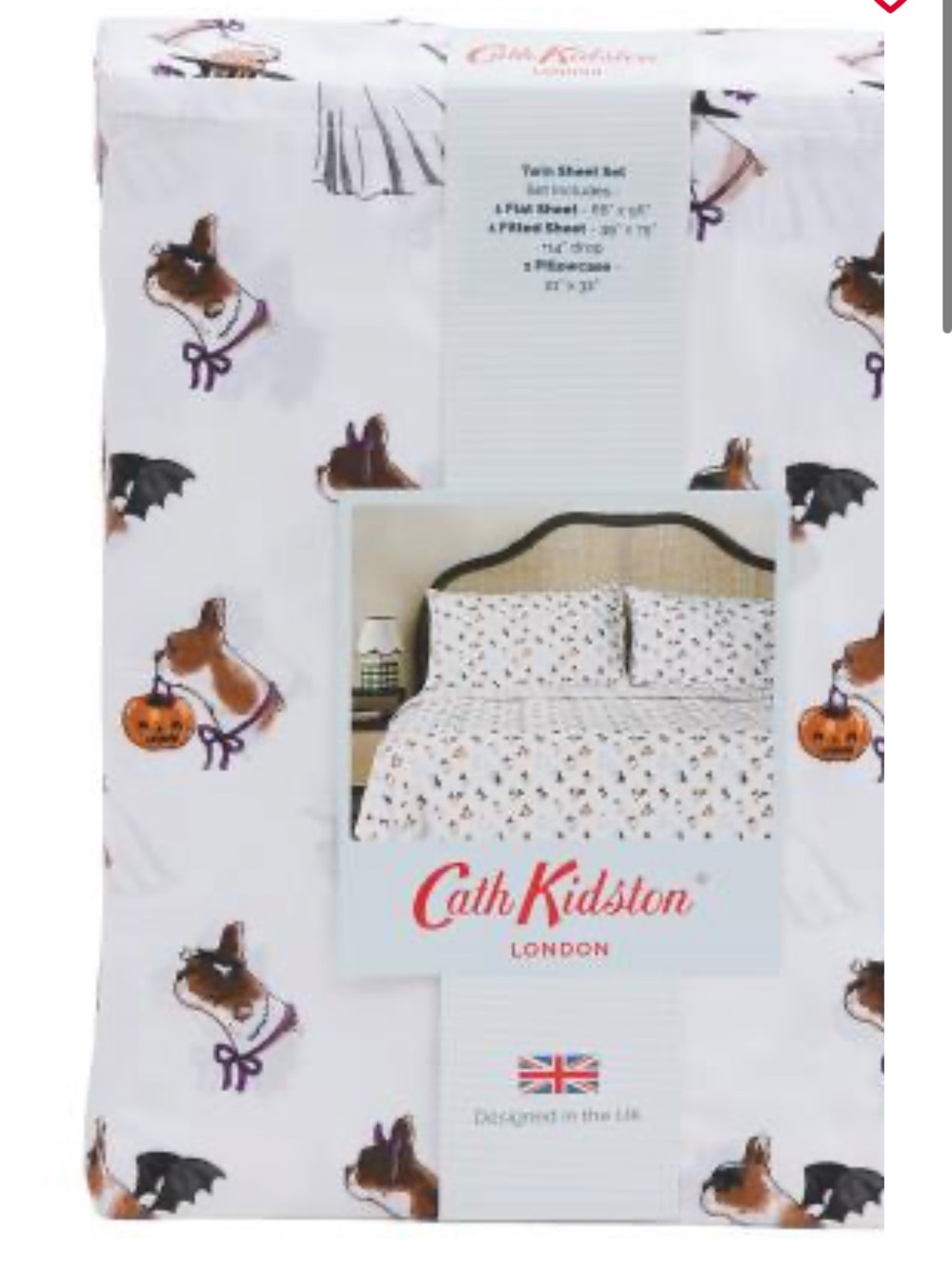 CATH KIDSTON NWT spooky dogs 100% cotton Halloween sheet set -full